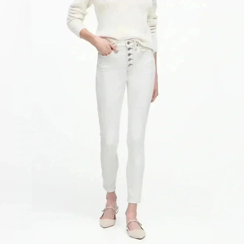 Banana Republic High Rise Skinny Jeans Premium Denim Button Fly White Size 26
